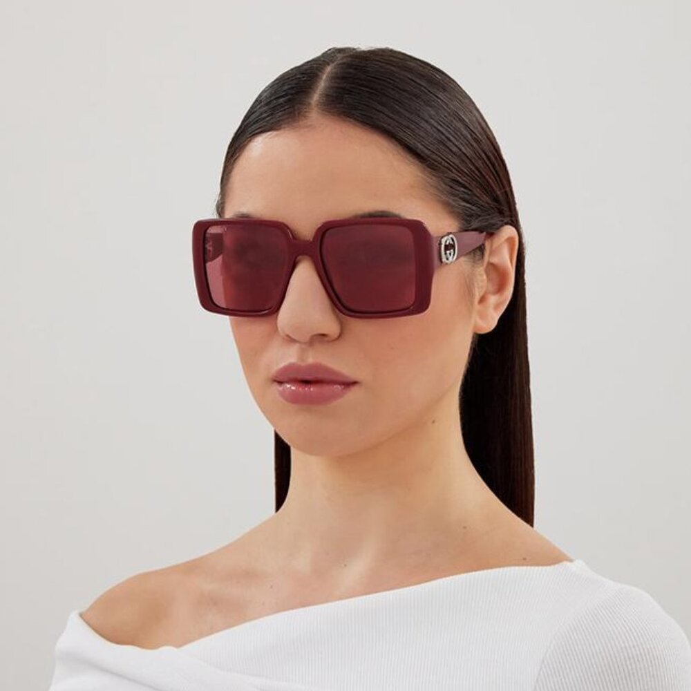 Gucci GG1692S 005 Square Sunglasses - Burgundy - Picture 3 of 11
